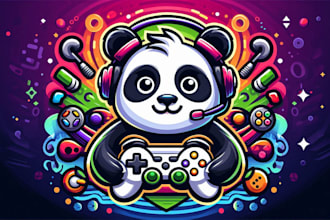 do panda gaming mascot logo design unlimited revision