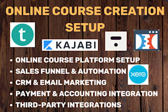 setup online course creation crm teachable kajabi thinkific clickfunnel xero crm