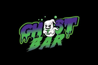 design animated ghost bar mascot logo