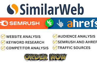 carryout similarweb research, ahrefs report, seo keyword research, semrush audit