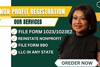 do non profit registration, dissolve llc, reinstate 501c3 tax exempt, close ein