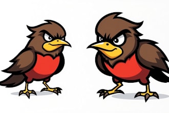 create unique angry robin logo with my creative thinking