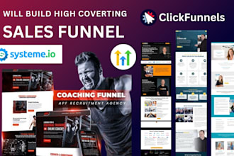 build clickfunnels sales funnel, landing page in clickfunnels, kajabi, syteme io