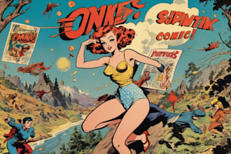draw a retro vintage comic illustration