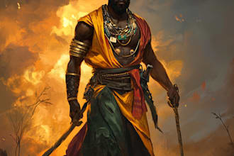 create african american fantasy character design or illustration