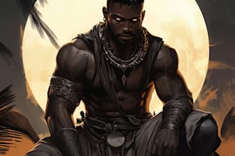 create beautiful african american fantasy character illustration
