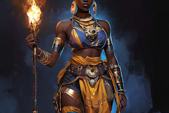 do african american fantasy character design or illustration