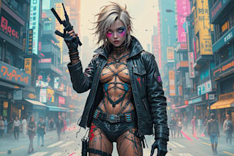 create concept art of cyberpunk and streetpunk illustration