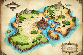 draw a custom map for fantasy, scifi, book or boardgame