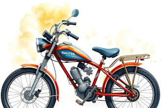 draw realistic watercolor portrait style car, bike vehicle