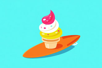 do ice cream cone and summer surfer logo within two day