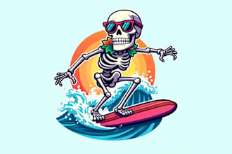 make high  quality skeleton surfer logo with unlimited revisions