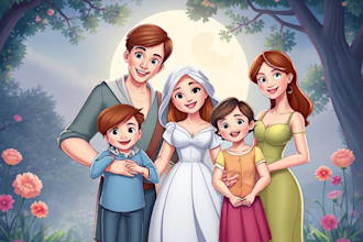 design a professional disney family portrait