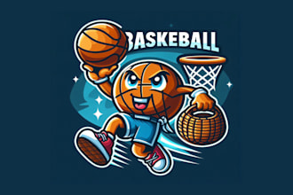 do good looking basketball cartoon logo with free source file