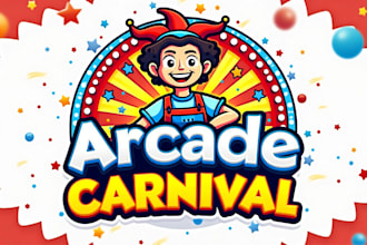 make awesome arcade game carnival logo with a free vector file
