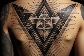 draw a geometric fine line graphic tattoo design