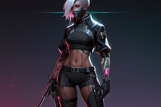 create scifi or cyberpunk character artwork