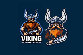 design a bold and powerful viking mascot logo for your company