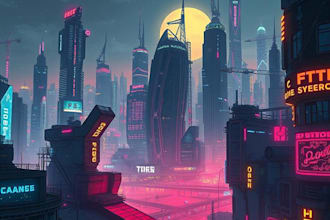 draw futuristic science fiction city, cyberpunk illustration