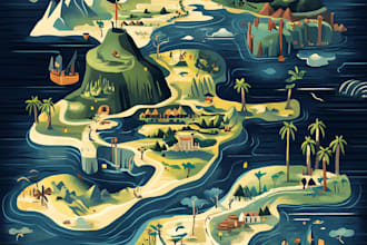 do a fantasy map illustration or site in illustrator