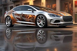 craft custom realistic car render, wheel turning