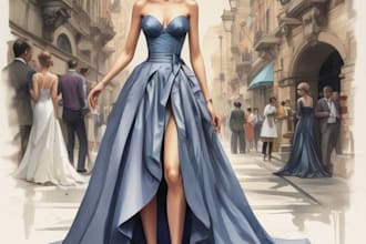 draw a fashion illustration or sketch of a figure in clothes