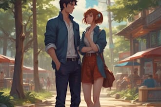 make a anime couple character art anime style