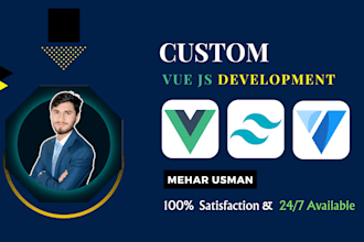 build custom dynamic vue js tailwind CSS web apps clean code