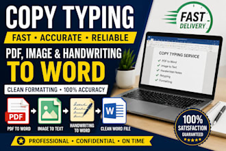 retype your handwritten notes, PDF or scanned document into word