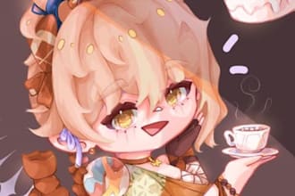 do digital art, chibi and cartoon style