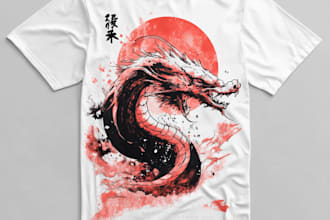 draw t shirt design on graffiti art, japanese art