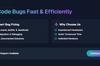 fix bugs and errors in your PHP, laravel, mysql, react codes