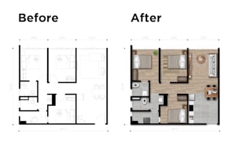 do 2d colored floor plan or furniture layout using photoshop