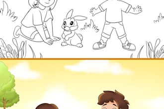 draw children story book illustration and children story book illustration