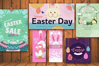 design flyers, banners, lanyards, wristbands, and t shirts for easter