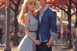 make a anime couple character art anime style