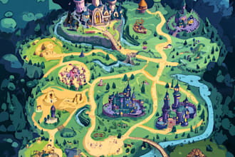 draw 3d isomdo 3d isetric event map,festival map illustration fantasy vector map