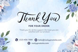 design amazon thank you card, product insert, package insert