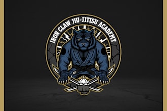 do logo for martial arts, jiu jitsu, karate, muay thai, kickboxing, fitness, gym