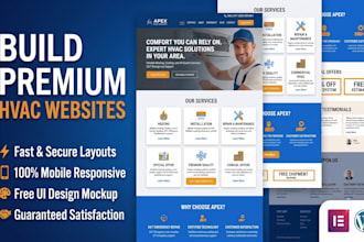 design a modern contractor, construction, interior, hvac website