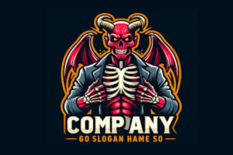 make your imagination demon skeleton  mascot logo in one day