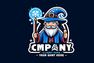 give creative wizard mascot logo design with new concepts