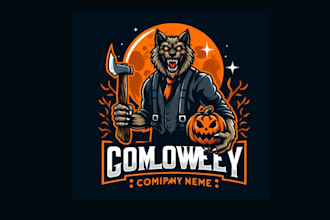 design impressive halloween werewolf mascot logo just your company