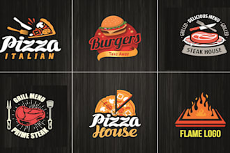 design burger, pizza, chef, bbq, fast food, and restaurant logo