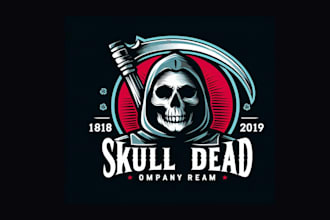 provide unique skull dead grim reaper logo for your business within 14 hrs