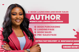 design book author website, ebook website, author website or ebook landing page