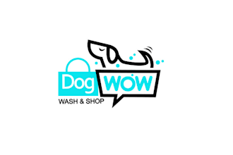 design future dog wow bold fun pet center logo