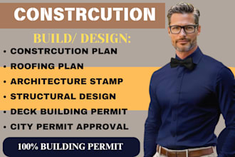 draw and stamp blueprint architecture adu commercial plan for permit drawing