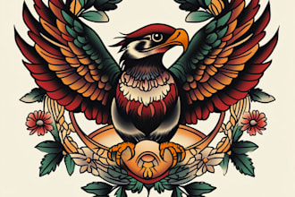 draw a custom american traditional tattoo design for you