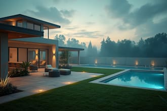 do custom residential landscape design, site plan with 3d rendering